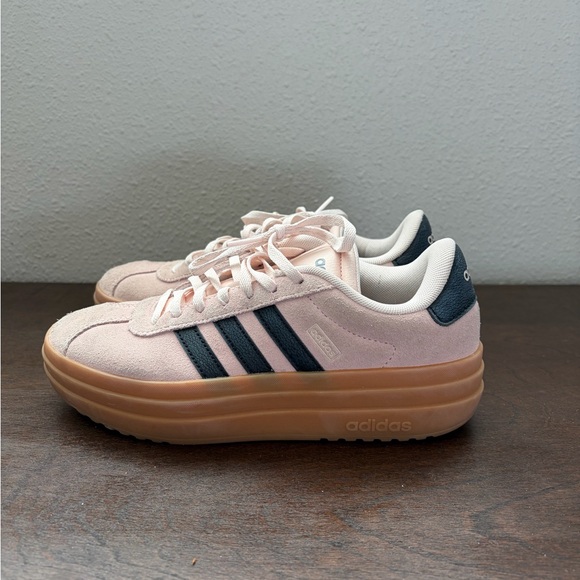 Adidas Gazelles Light Pink Sneakers with Dark Stripes - Picture 2 of 3